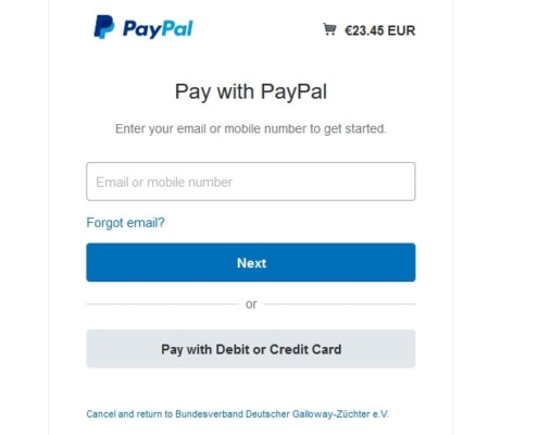 PayPal nach Klick auf Zahlungspflichtig bestellen